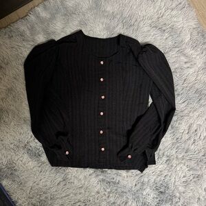 Chic Black Button Down Shirt with Pink Details